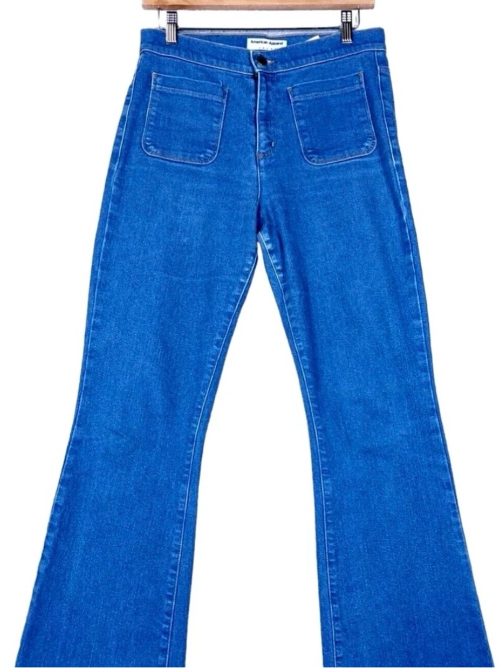 American Apparel Bright Blue High-Rise Flare Jeans